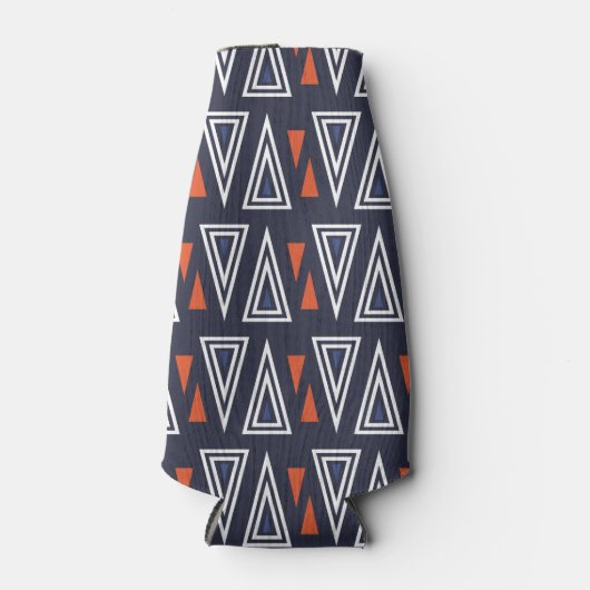 Dark Blue and Red Geometric Triangles Pattern Flesjeskoeler (Voorkant)