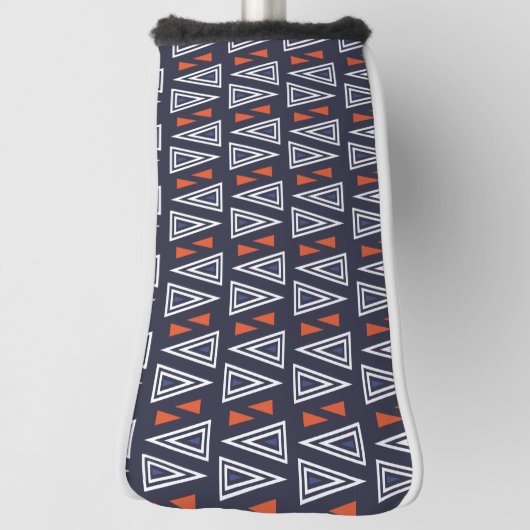 Dark Blue and Red Geometric Triangles Pattern Golfheadcover (Draai 90)