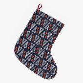 Dark Blue and Red Geometric Triangles Pattern Grote Kerstsok (Voorkant (Hangend))