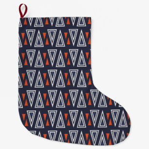 Dark Blue and Red Geometric Triangles Pattern Grote Kerstsok