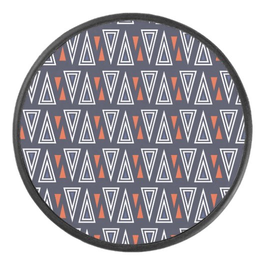 Dark Blue and Red Geometric Triangles Pattern Hockey Puck (Voorkant)