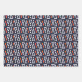 Dark Blue and Red Geometric Triangles Pattern Inpakpapier Vel (Voorkant 3)