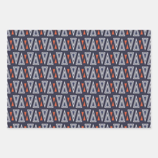 Dark Blue and Red Geometric Triangles Pattern Inpakpapier Vel (Voorkant 3)