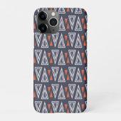 Dark Blue and Red Geometric Triangles Pattern iPhone Hoesje (Achterkant)