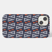 Dark Blue and Red Geometric Triangles Pattern iPhone Hoesje (Achterkant horizontaal)