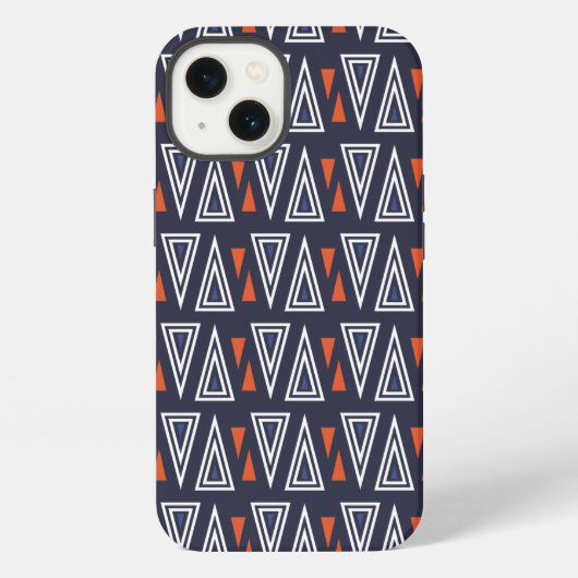 Dark Blue and Red Geometric Triangles Pattern iPhone Hoesje (Achterkant)