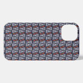 Dark Blue and Red Geometric Triangles Pattern iPhone Hoesje (Achterkant horizontaal)