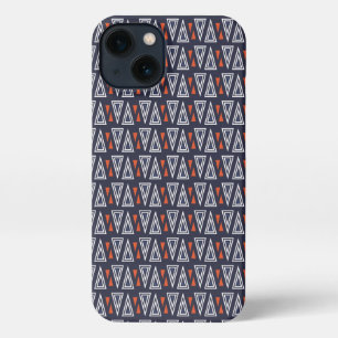 Dark Blue and Red Geometric Triangles Pattern iPhone 13 Hoesje