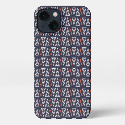 Dark Blue and Red Geometric Triangles Pattern iPhone Hoesje (Achterkant)