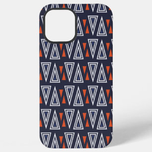 Dark Blue and Red Geometric Triangles Pattern iPhone 12 Pro Max Hoesje