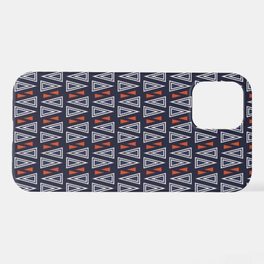 Dark Blue and Red Geometric Triangles Pattern iPhone Hoesje (Achterkant horizontaal)