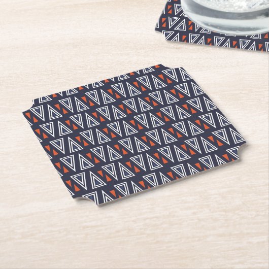 Dark Blue and Red Geometric Triangles Pattern Kartonnen Onderzetters (Gekanteld)
