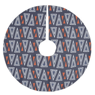 Dark Blue and Red Geometric Triangles Pattern Kerstboom Rok