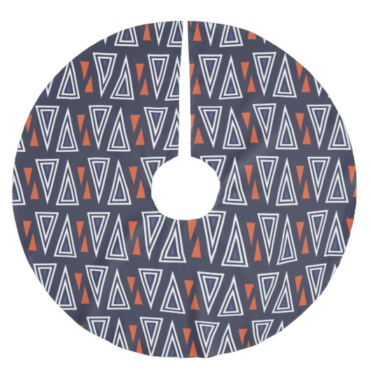 Dark Blue and Red Geometric Triangles Pattern Kerstboom Rok (Voorkant)