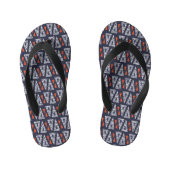 Dark Blue and Red Geometric Triangles Pattern Kinder Teenslippers (Voetbed)