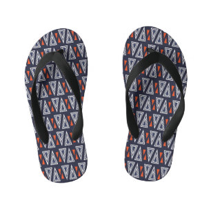 Dark Blue and Red Geometric Triangles Pattern Kinder Teenslippers