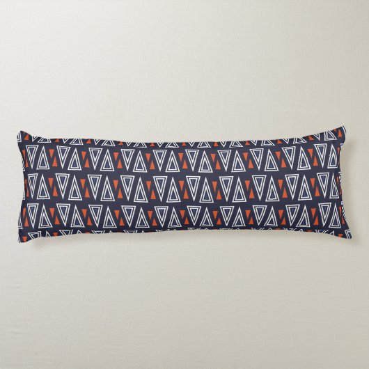 Dark Blue and Red Geometric Triangles Pattern Lichaamskussen (Achterkant)