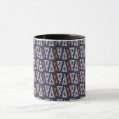 Dark Blue and Red Geometric Triangles Pattern Mok (Midden)