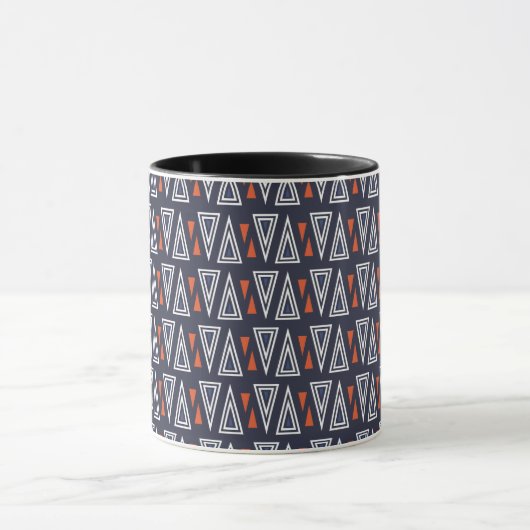 Dark Blue and Red Geometric Triangles Pattern Mok (Midden)