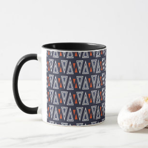 Dark Blue and Red Geometric Triangles Pattern Mok
