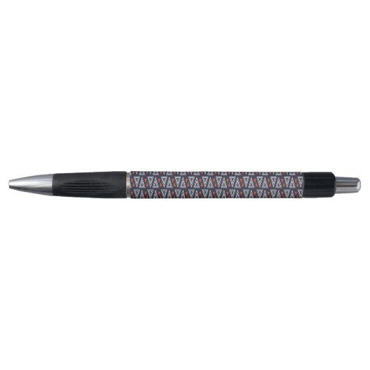 Dark Blue and Red Geometric Triangles Pattern Pen (Voorkant)