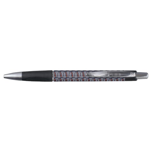 Dark Blue and Red Geometric Triangles Pattern Pen (Achterkant)