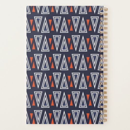 Dark Blue and Red Geometric Triangles Pattern Planner (Achterkant)