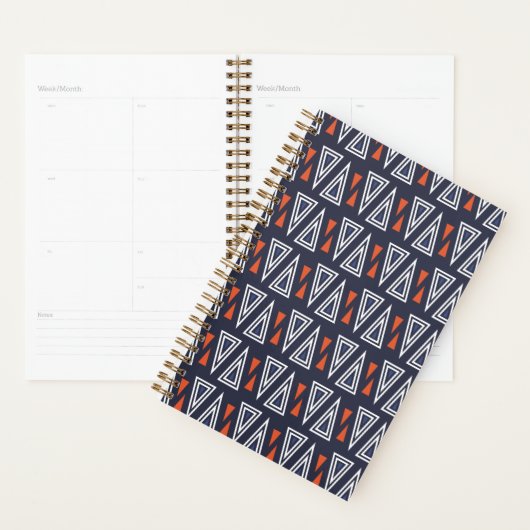 Dark Blue and Red Geometric Triangles Pattern Planner (Display)