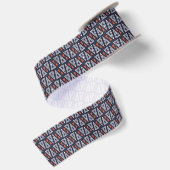 Dark Blue and Red Geometric Triangles Pattern Satijnen Lint (Achterkant)