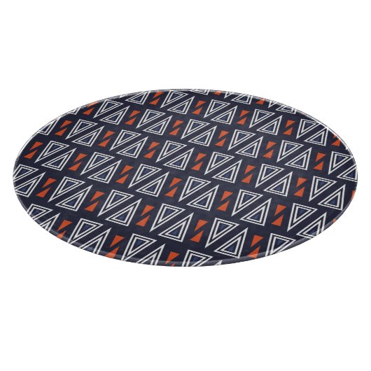 Dark Blue and Red Geometric Triangles Pattern Snijplank (Hoek)