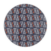 Dark Blue and Red Geometric Triangles Pattern Snijplank (Voorkant)