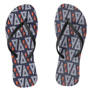Dark Blue and Red Geometric Triangles Pattern Teenslippers