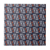 Dark Blue and Red Geometric Triangles Pattern Tegeltje (Voorkant)