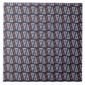 Dark Blue and Red Geometric Triangles Pattern Tegeltje (Voorkant)