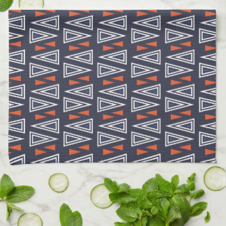 Dark Blue and Red Geometric Triangles Pattern Theedoek
