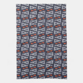 Dark Blue and Red Geometric Triangles Pattern Theedoek (Verticaal)