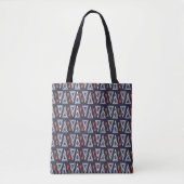 Dark Blue and Red Geometric Triangles Pattern Tote Bag (Voorkant)