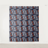 Dark Blue and Red Geometric Triangles Pattern Wandkleed (Voorkant)