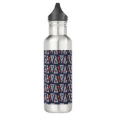 Dark Blue and Red Geometric Triangles Pattern Waterfles (Links)