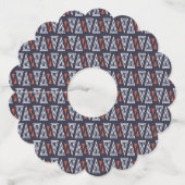 Dark Blue and Red Geometric Triangles Pattern Wijnglaslabel (Achterkant)
