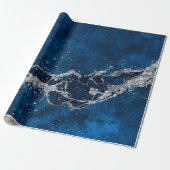 Dark Blue and Silver Abstract N3 Cadeaupapier (Uitgerold)