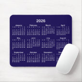 Dark Blue and White 2026 Calendar Muismat (Met muis)