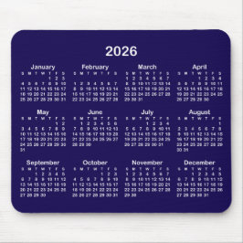 Dark Blue and White 2026 Calendar Muismat