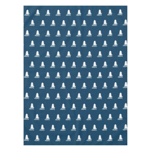 Dark Blue and White Christmas Tree Design Tafelkleed (Voorkant)