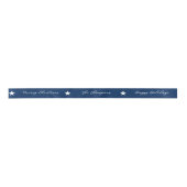 Dark Blue And White Stars 3 Custom Texts Christmas Satijnen Lint (Voorkant)