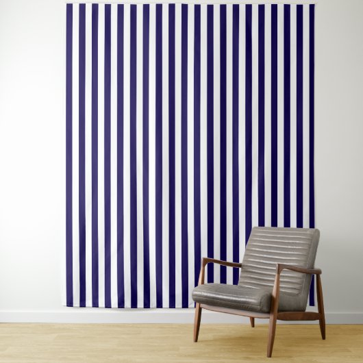 Dark Blue and White Stripe Decorative Tapestry Wandkleed (In situ)
