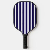 Dark Blue and White Striped Pickleball Paddle (Voorkant)