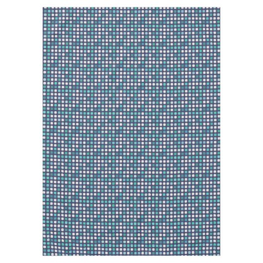 Dark Blue Aqua Turquoise Round Squares patroon Tafelkleed (Voorkant)