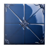 Dark Blue Art Deco  Ceramic Tile Tegeltje (Voorkant)