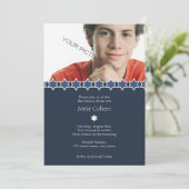 Dark Blue - Bar Mitzvah Invitation Kaart (Staand voorkant)